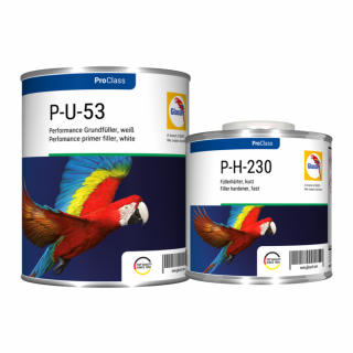 Filler acrilic, Glasurit P-U-53 4:1, culoare alb   negru, gramaj 4 litri filler + 1 litru intaritor