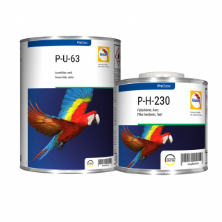 Filler acrilic, Glasurit P-U-63 4:1, culoare alb   negru, gramaj 4 litri filler + 1 litru intaritor