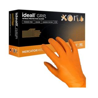 Manusi Nitril, Mercator Ideall Grip+, culoare portocaliu, cutie 50 buc