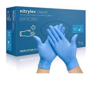 Manusi nitril, Mercator nitrylex   classic blue, culoare albastra, cutie 100 buc