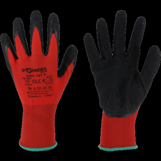 Manusi tricotate, Forch Fin Latex, foarte rezistente, culoare rosu-negru, set 1 prereche