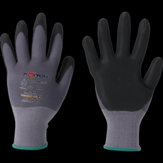 Manusi tricotate, Forch Fin PU, foarte rezistente, culoare gri-negru, set 1 prereche
