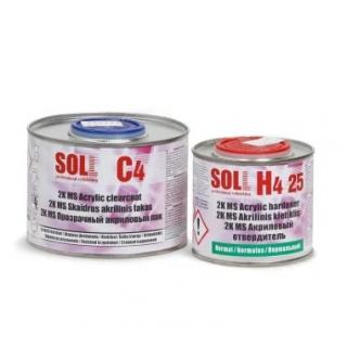 Pachet lac auto + intaritor, Soll C4 Acrylic clearcoat MS 2:1, uscare normal, rapid, gramaj 0.6 litri   1 litru   5 litri