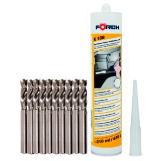 Pachet promo, Forch K138 HSS-E, mastic polimer + burghie pentru puncte de sudura