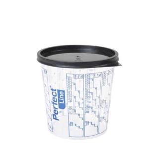 Pahare gradate, Perfect Line MC, pentru vopsea, cani de mixare + capace, diferite marimi