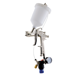 Pistol de vopsit, Walcom Slim HTE HD, cana sus presurizata 600 ml, duza la alegere