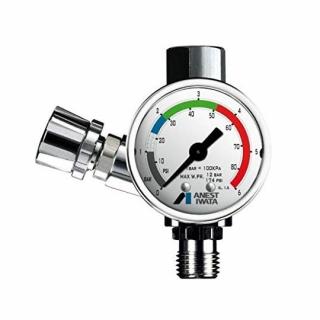 Regulator de presiune aer cu manometru mecanic, Anest Iwata AFV-1, montare pe furtun, cupla 1 4, maxim 12 bar