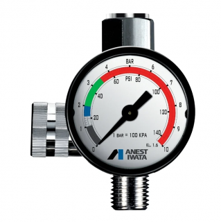 Regulator de presiune aer cu manometru mecanic, Anest Iwata Impact Controller 2, montare pe furtun, cupla 1 4, maxim 10 bar