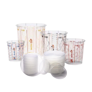Set pahare gradate, Kemtex 13.33025, pentru vopsea, cani de mixare + capace, diferite marimi