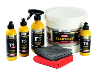 Set polisare auto, Brayt Start Set Strong, pasta abraziva, ceara luciu, protectie luciu si lavete