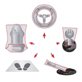 Set protectie interior auto, 4CR 1143, 1 set 5 in 1 (scaun, volan, presuri, schimbator, frana de mana)