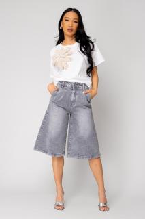 Blugi Elastici Largi 3 4 Light Grey