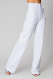 Blugi elastici largi din denim  White