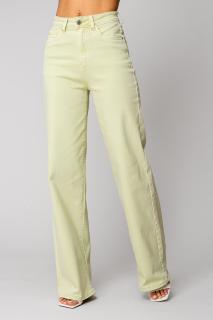 Blugi elastici lungi largi din denim Leaf Green