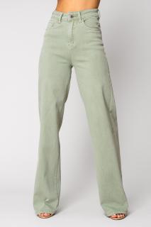 Blugi elastici lungi largi din denim Light Olive