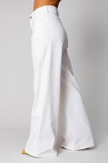Blugi elastici lungi largi din denim White