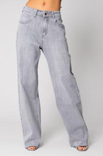 Blugi largi cu strasuri din denim Grey