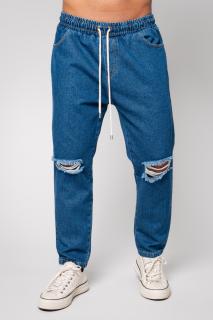 Blugi lungi cu elastic din denim Blue