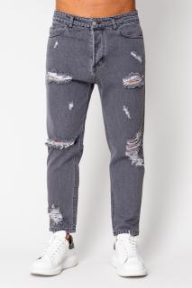 Blugi lungi din denim Regular Ripped Grey Anthracite