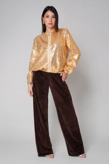 Bluza cu fermoar din paiete Gold