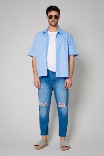 Camasa bumbac Oversized Bleu