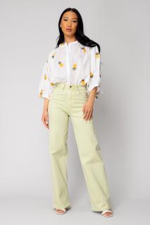 Camasa cu broderie motiv ananas White