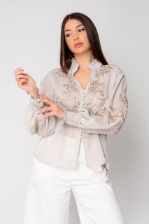 Camasa cu broderie Taupe