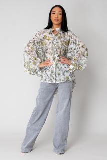 Camasa cu maneca lunga Butterfly Garden Off White