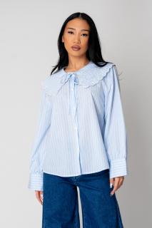 Camasa cu maneca lunga si guler brodat Blue White
