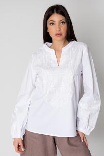 Camasa cu maneca lunga tip IE cu broderie Off White