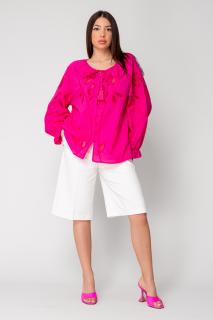 Camasa maneca lunga cu broderie Fuchsia