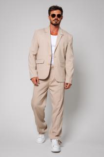 Costum Oversized sacou si pantalon lung Cream