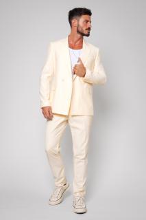 Costum sacou si pantalon lung Cream