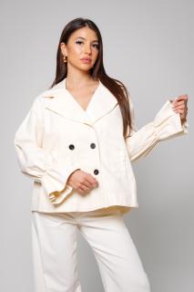 Jacheta cu nasturi din denim Beige