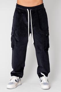 Pantaloni Cargo drep lung din reiat Black