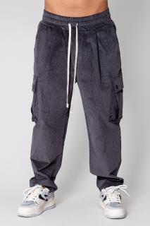 Pantaloni Cargo lung din reiat Grey Anthracite