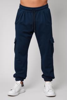 Pantaloni lung cargo Navy