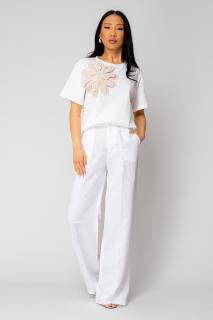 Pantaloni lungi eleganti din in White