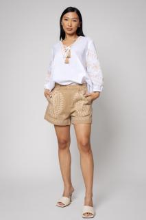 Pantaloni Scurt cu broderie Light Brown