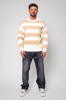 Pulover in dungi din mix de lana, Off White Beige