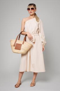 Rochie cu un umar gol Light Beige