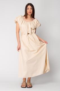 Rochie lunga cordon cu detalii ornamentale Beige