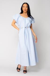 Rochie lunga cordon cu detalii ornamentale Light Blue