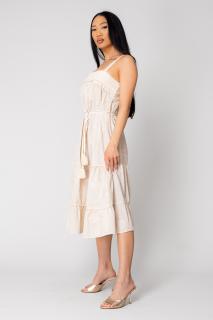 Rochie Lunga cu bretele si broderie Beige