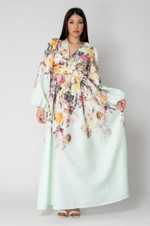 Rochie Lunga cu maneca lunga Flowers Mint