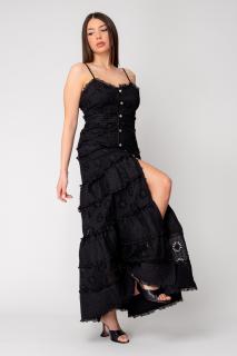 Rochie lunga cu nasturi si broderie Black