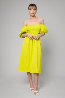 Rochie lunga cu umerii goi Lime Green