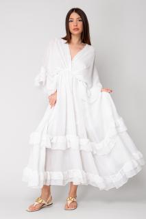 Rochie lunga cu volane 100% bumbac White