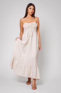 Rochie lunga fara bretele din 100% IN Beige