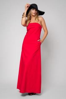 Rochie lunga fara bretele din in Red